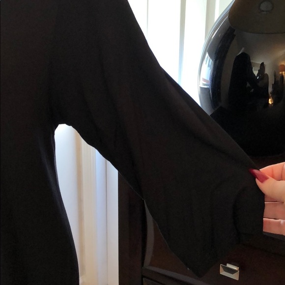 Black Asymmetrical 3/4 Sleeve with Chiffon Drape - Picture 5 of 5